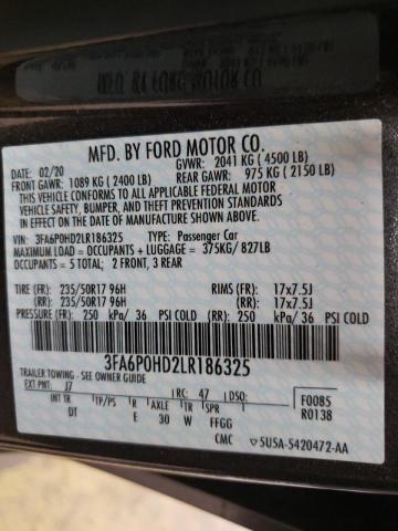 Photo 9 VIN: 3FA6P0HD2LR186325 - FORD FUSION SE 