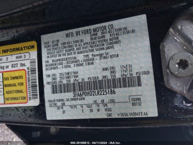 Photo 8 VIN: 3FA6P0HD2LR225186 - FORD FUSION 