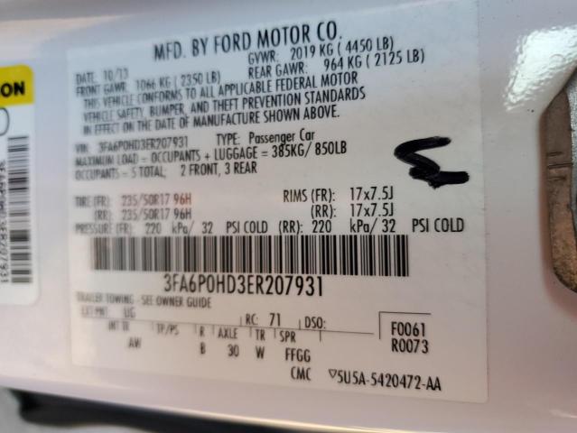 Photo 11 VIN: 3FA6P0HD3ER207931 - FORD FUSION SE 