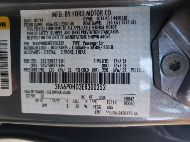 Photo 9 VIN: 3FA6P0HD3ER300352 - FORD FUSION SE 