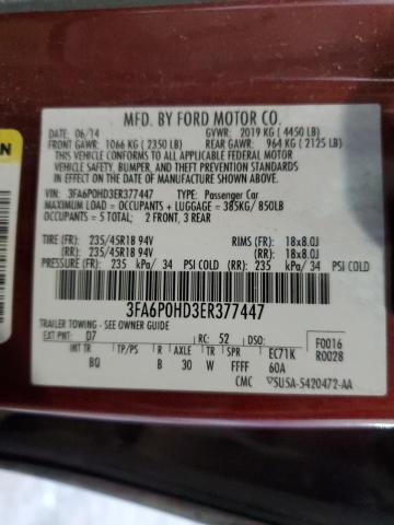 Photo 11 VIN: 3FA6P0HD3ER377447 - FORD FUSION 