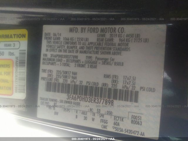 Photo 8 VIN: 3FA6P0HD3ER377898 - FORD FUSION 