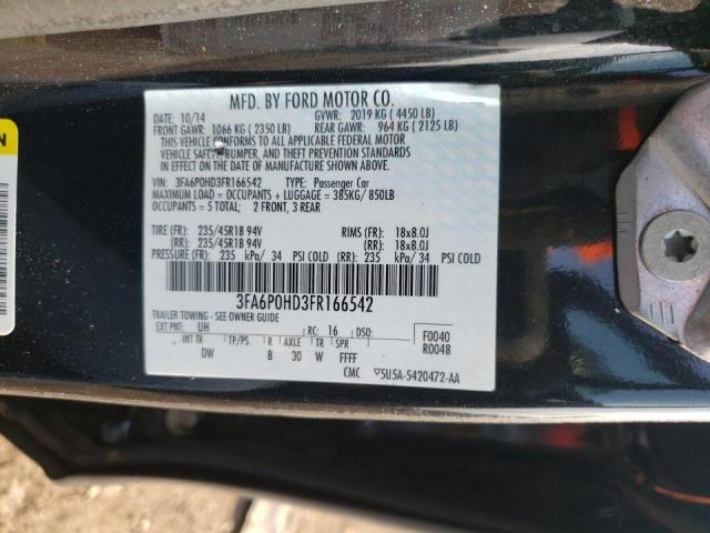 Photo 9 VIN: 3FA6P0HD3FR166542 - FORD FUSION SE 