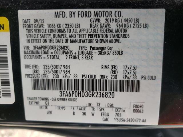 Photo 9 VIN: 3FA6P0HD3GR236820 - FORD FUSION SE 