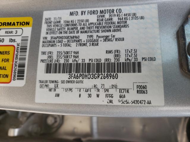 Photo 9 VIN: 3FA6P0HD3GR268960 - FORD FUSION SE 