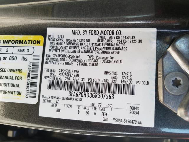 Photo 9 VIN: 3FA6P0HD3GR307563 - FORD FUSION SE 