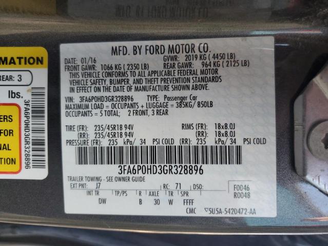 Photo 12 VIN: 3FA6P0HD3GR328896 - FORD FUSION SE 