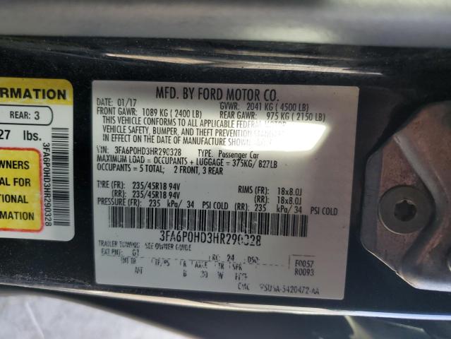 Photo 12 VIN: 3FA6P0HD3HR290328 - FORD FUSION 