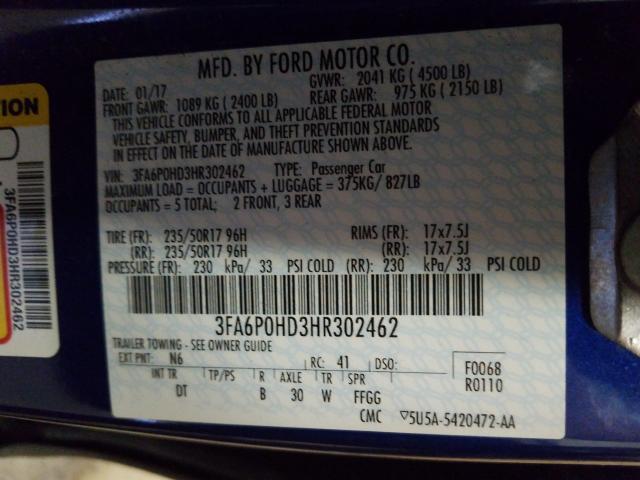 Photo 9 VIN: 3FA6P0HD3HR302462 - FORD FUSION SE 