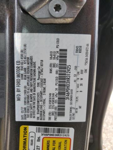 Photo 12 VIN: 3FA6P0HD3HR312425 - FORD FUSION SE 