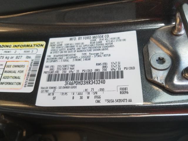 Photo 9 VIN: 3FA6P0HD3HR343240 - FORD FUSION SE 