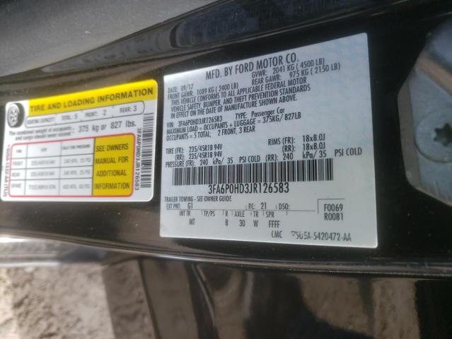 Photo 9 VIN: 3FA6P0HD3JR126583 - FORD FUSION SE 