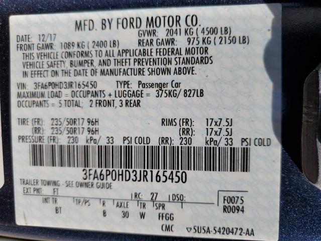 Photo 12 VIN: 3FA6P0HD3JR165450 - FORD FUSION SE 