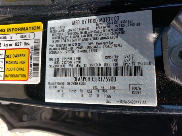 Photo 9 VIN: 3FA6P0HD3JR175900 - FORD FUSION SE 