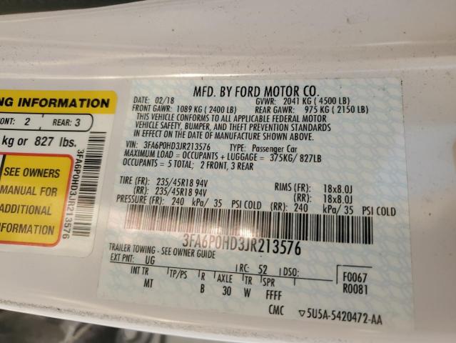 Photo 11 VIN: 3FA6P0HD3JR213576 - FORD FUSION SE 