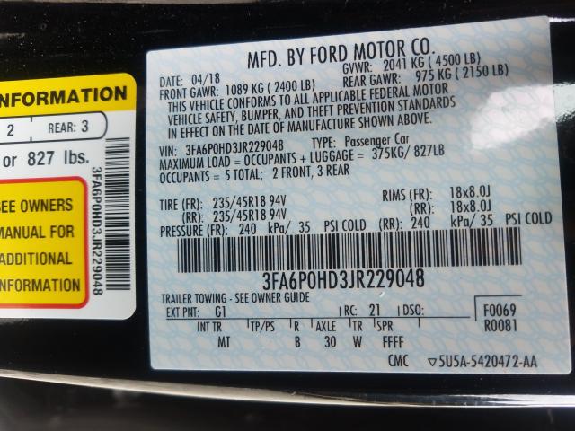 Photo 9 VIN: 3FA6P0HD3JR229048 - FORD FUSION 