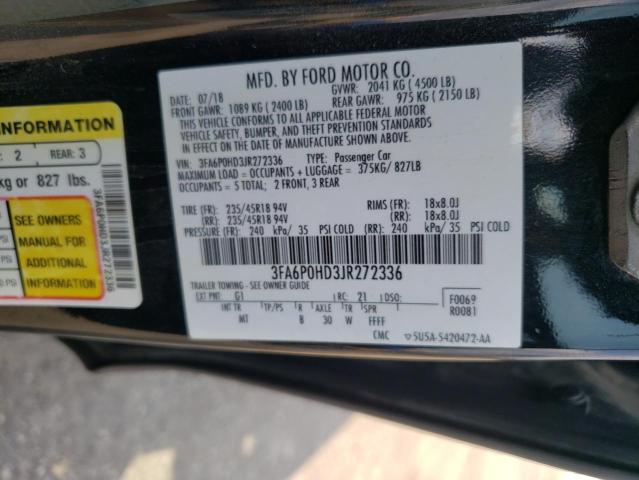 Photo 11 VIN: 3FA6P0HD3JR272336 - FORD FUSION SE 