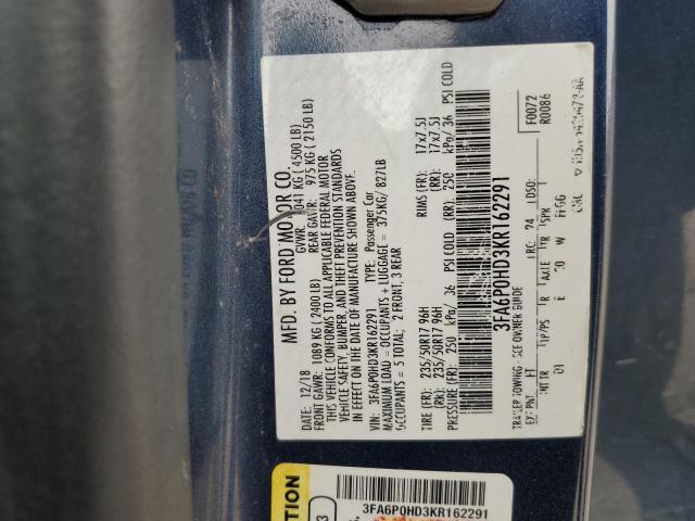 Photo 11 VIN: 3FA6P0HD3KR162291 - FORD FUSION SE 