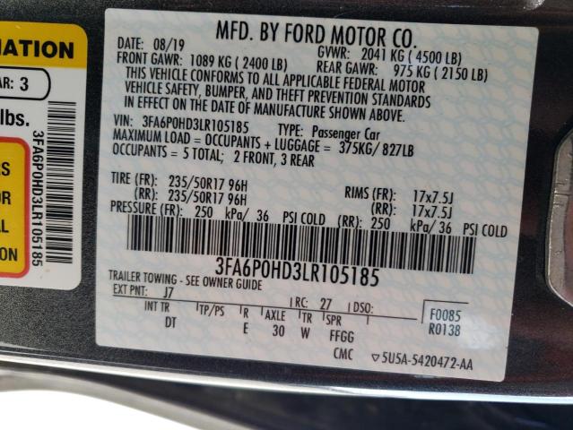 Photo 9 VIN: 3FA6P0HD3LR105185 - FORD FUSION SE 