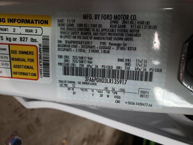 Photo 9 VIN: 3FA6P0HD3LR135917 - FORD FUSION SE 