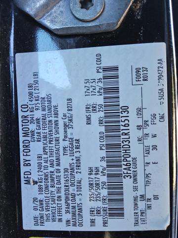 Photo 11 VIN: 3FA6P0HD3LR165130 - FORD FUSION SE 