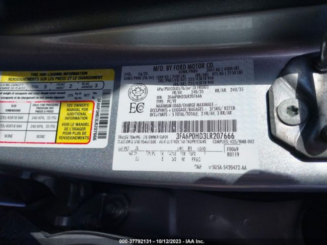 Photo 8 VIN: 3FA6P0HD3LR207666 - FORD FUSION 