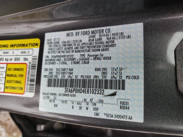 Photo 9 VIN: 3FA6P0HD4ER102332 - FORD FUSION SE 