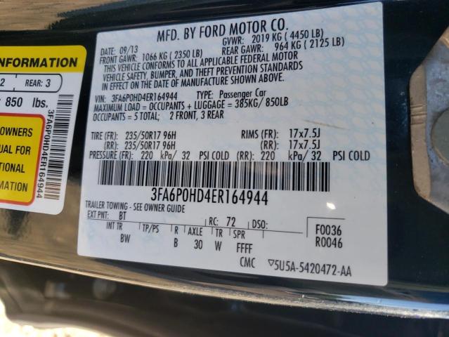 Photo 9 VIN: 3FA6P0HD4ER164944 - FORD FUSION SE 