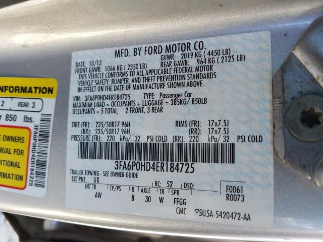 Photo 9 VIN: 3FA6P0HD4ER184725 - FORD FUSION SE 