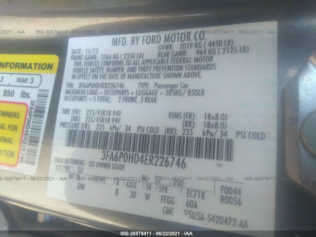 Photo 8 VIN: 3FA6P0HD4ER226746 - FORD FUSION 