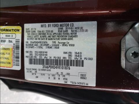 Photo 9 VIN: 3FA6P0HD4FR101876 - FORD FUSION SE 