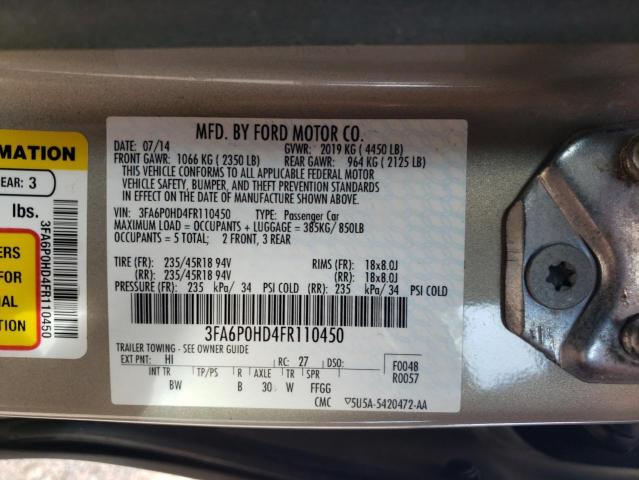 Photo 11 VIN: 3FA6P0HD4FR110450 - FORD FUSION SE 