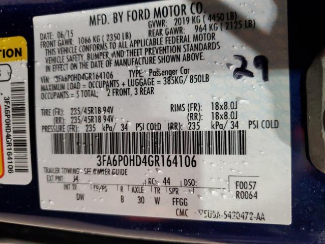 Photo 11 VIN: 3FA6P0HD4GR164106 - FORD FUSION 