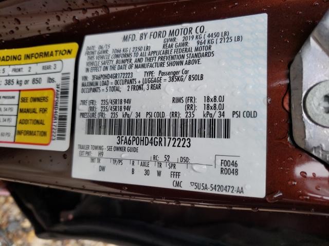 Photo 9 VIN: 3FA6P0HD4GR172223 - FORD FUSION SE 