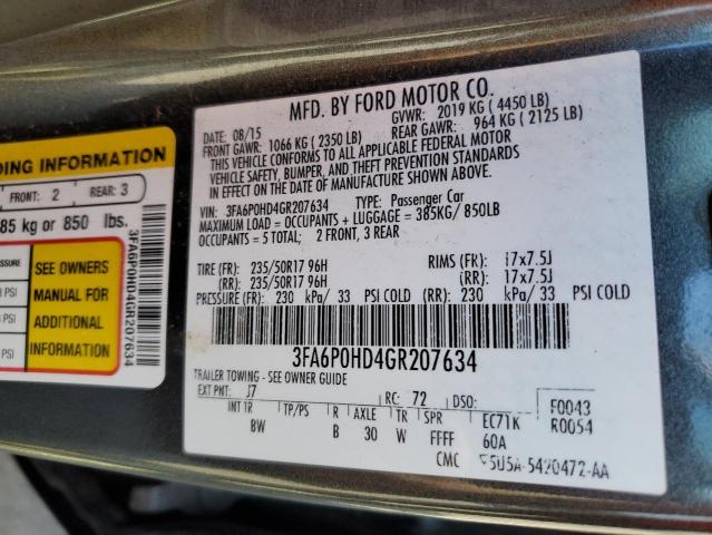 Photo 9 VIN: 3FA6P0HD4GR207634 - FORD FUSION SE 