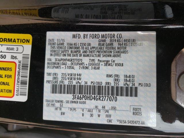 Photo 9 VIN: 3FA6P0HD4GR277070 - FORD FUSION SE 