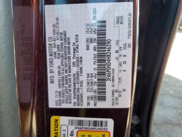 Photo 11 VIN: 3FA6P0HD4HR246290 - FORD FUSION SE 