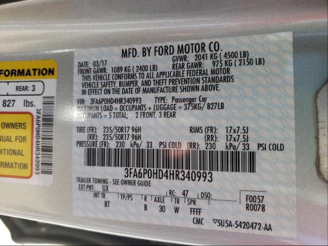 Photo 9 VIN: 3FA6P0HD4HR340993 - FORD FUSION SE 