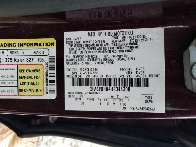 Photo 9 VIN: 3FA6P0HD4HR346308 - FORD FUSION SE 