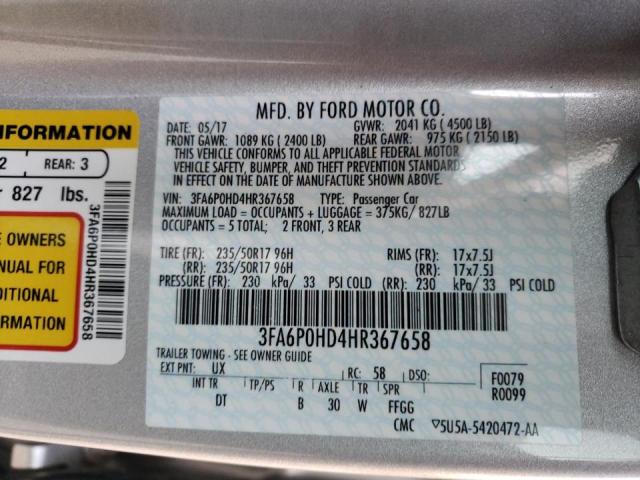 Photo 9 VIN: 3FA6P0HD4HR367658 - FORD FUSION SE 