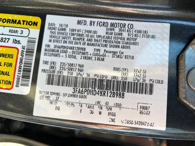 Photo 9 VIN: 3FA6P0HD4KR128988 - FORD FUSION SE 