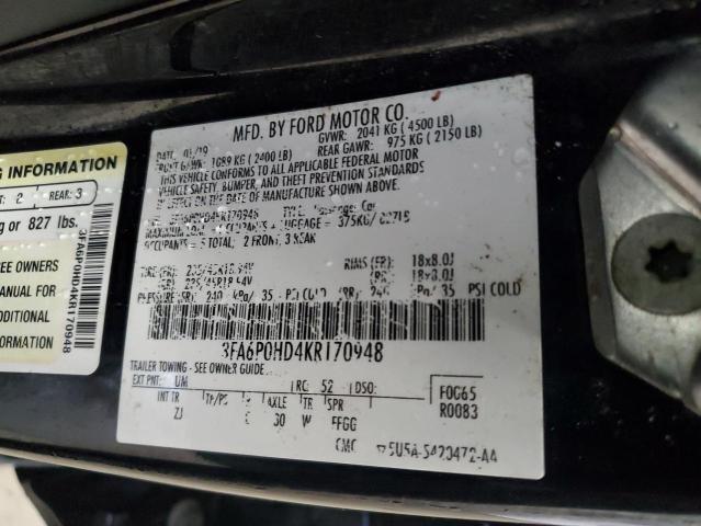 Photo 11 VIN: 3FA6P0HD4KR170948 - FORD FUSION SE 