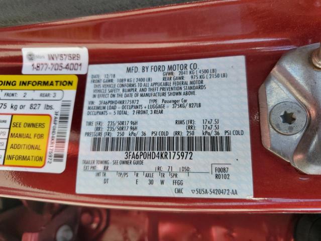 Photo 11 VIN: 3FA6P0HD4KR175972 - FORD FUSION SE 