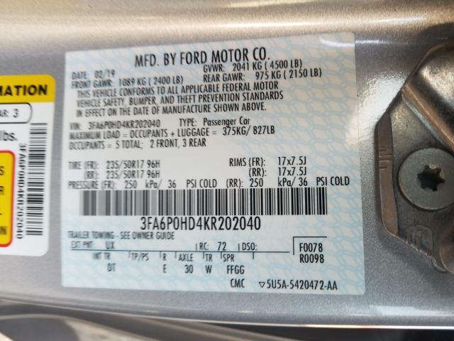 Photo 9 VIN: 3FA6P0HD4KR202040 - FORD FUSION SE 