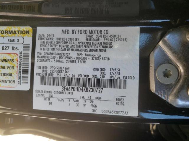 Photo 9 VIN: 3FA6P0HD4KR230727 - FORD FUSION SE 