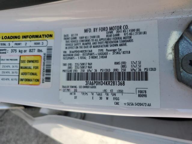 Photo 11 VIN: 3FA6P0HD4KR281368 - FORD FUSION 