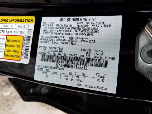 Photo 9 VIN: 3FA6P0HD4LR143315 - FORD FUSION SE 