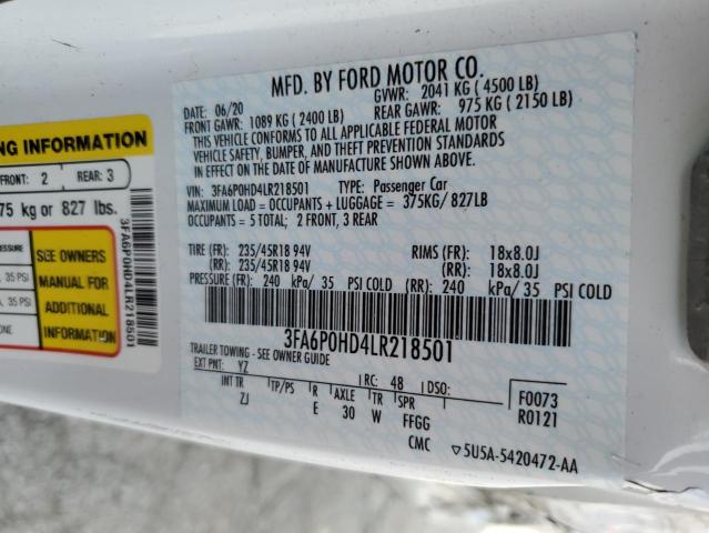 Photo 11 VIN: 3FA6P0HD4LR218501 - FORD FUSION SE 