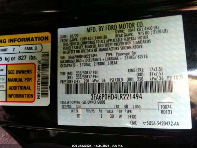 Photo 8 VIN: 3FA6P0HD4LR221494 - FORD FUSION 