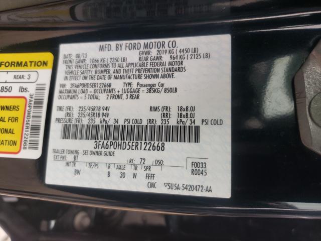 Photo 9 VIN: 3FA6P0HD5ER122668 - FORD FUSION SE 